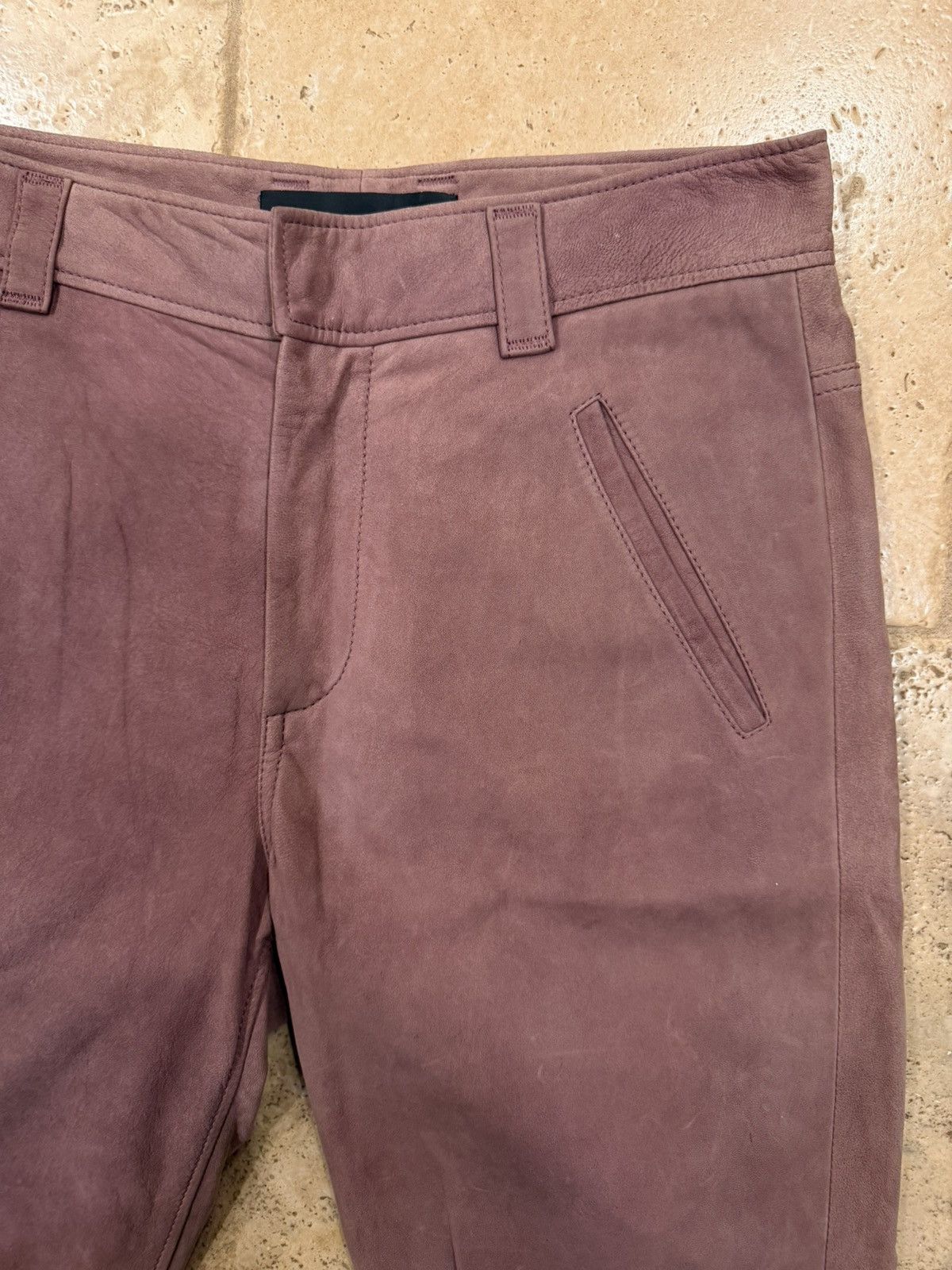 Haider Ackermann Haider Ackermann Sample Suede Leather Mauve Trouser Pants Size US 31 - 6 Thumbnail