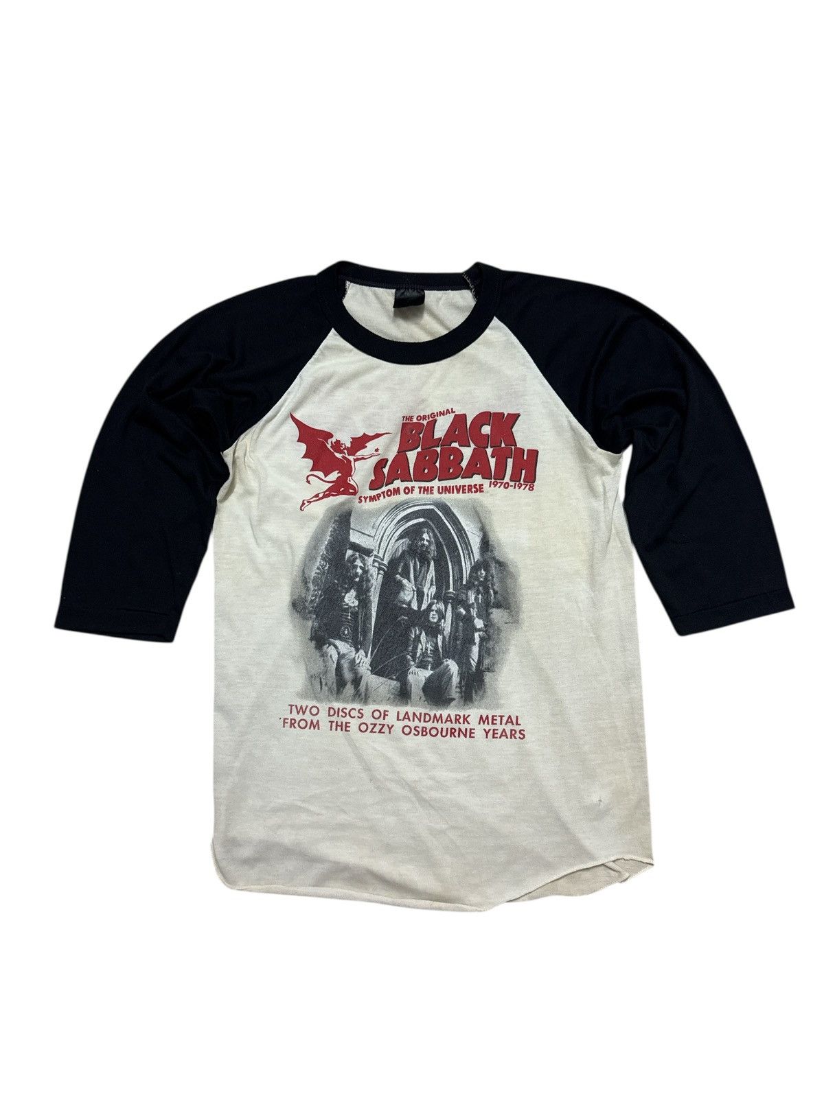 Band Tees 1980s BLACK SABBATH SYMPTOM OF THE UNIVERSE RAGLAN SHIRT Size US XS / EU 42 / 0 - 1 Thumbnail