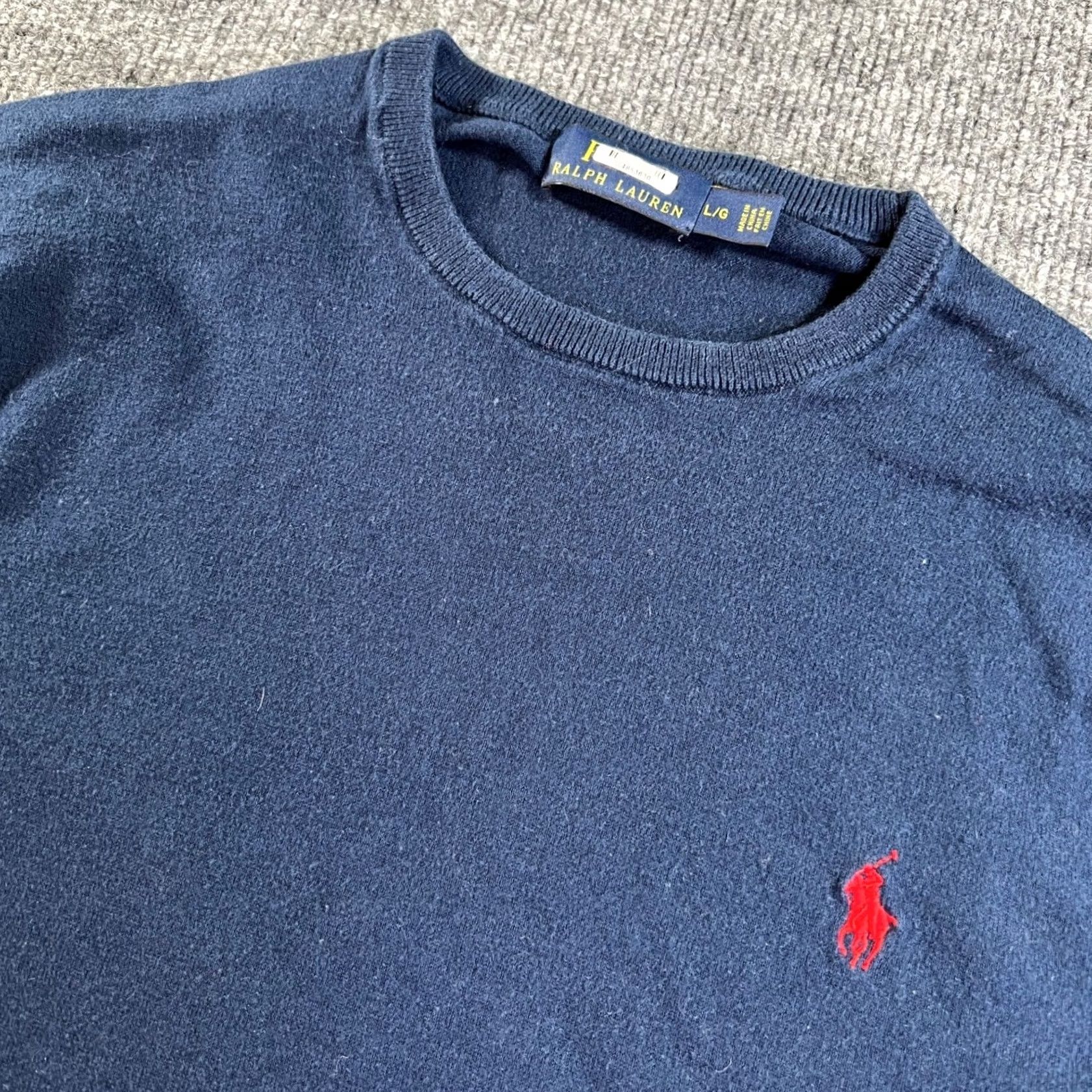 Ralph Lauren Ralph Lauren Sweater Mens Large Navy Blue Cotton Cashmere Crewneck Long Sleeve Size US L / EU 52-54 / 3 - 2 Thumbnail