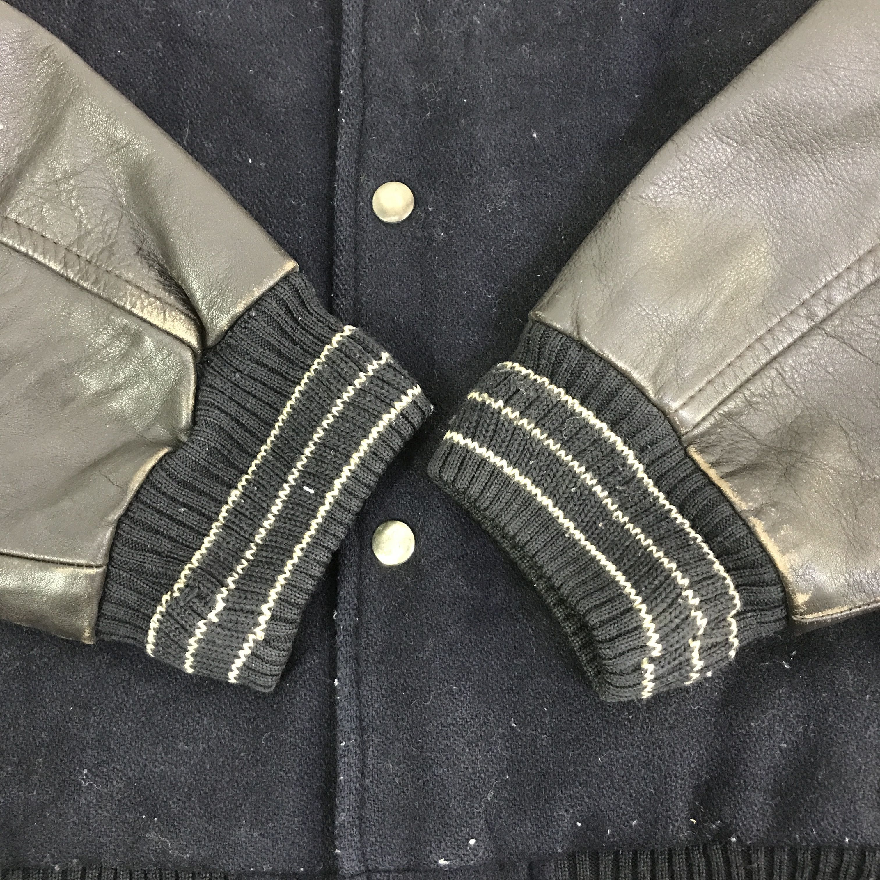 Japanese Brand VTG CRISPA VARSITY SLEEVE LEATHER JACKET K123B12 Size US M / EU 48-50 / 2 - 8 Thumbnail