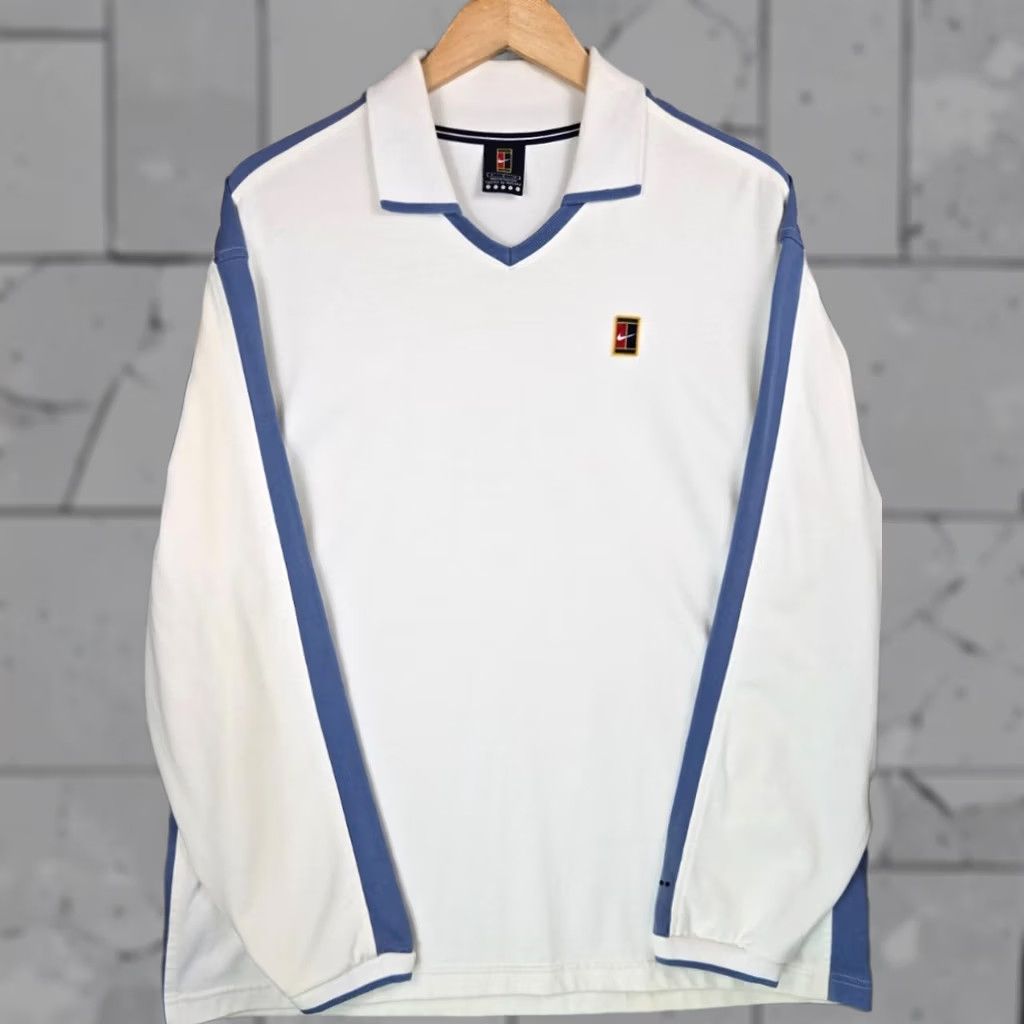 Nike VTG NIKE CHALLENGE Court Project Alpha Mens Polo Shirt/Sweatshirt Large White Johnny Collar Size US L / EU 52-54 / 3 - 1 Thumbnail