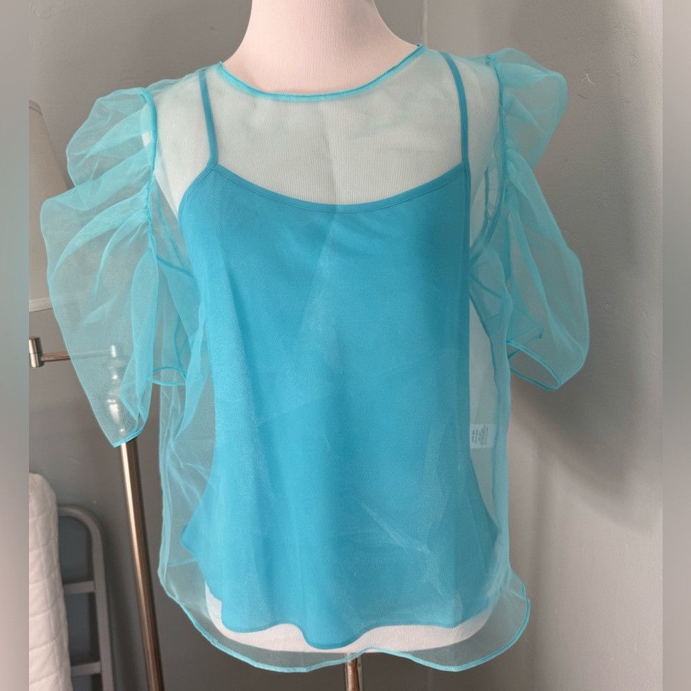 Amanda Uprichard Amanda Uprichard Blue Sheer Smith Top 2 Piece Set Size M / US 6-8 / IT 42-44 - 2 Thumbnail