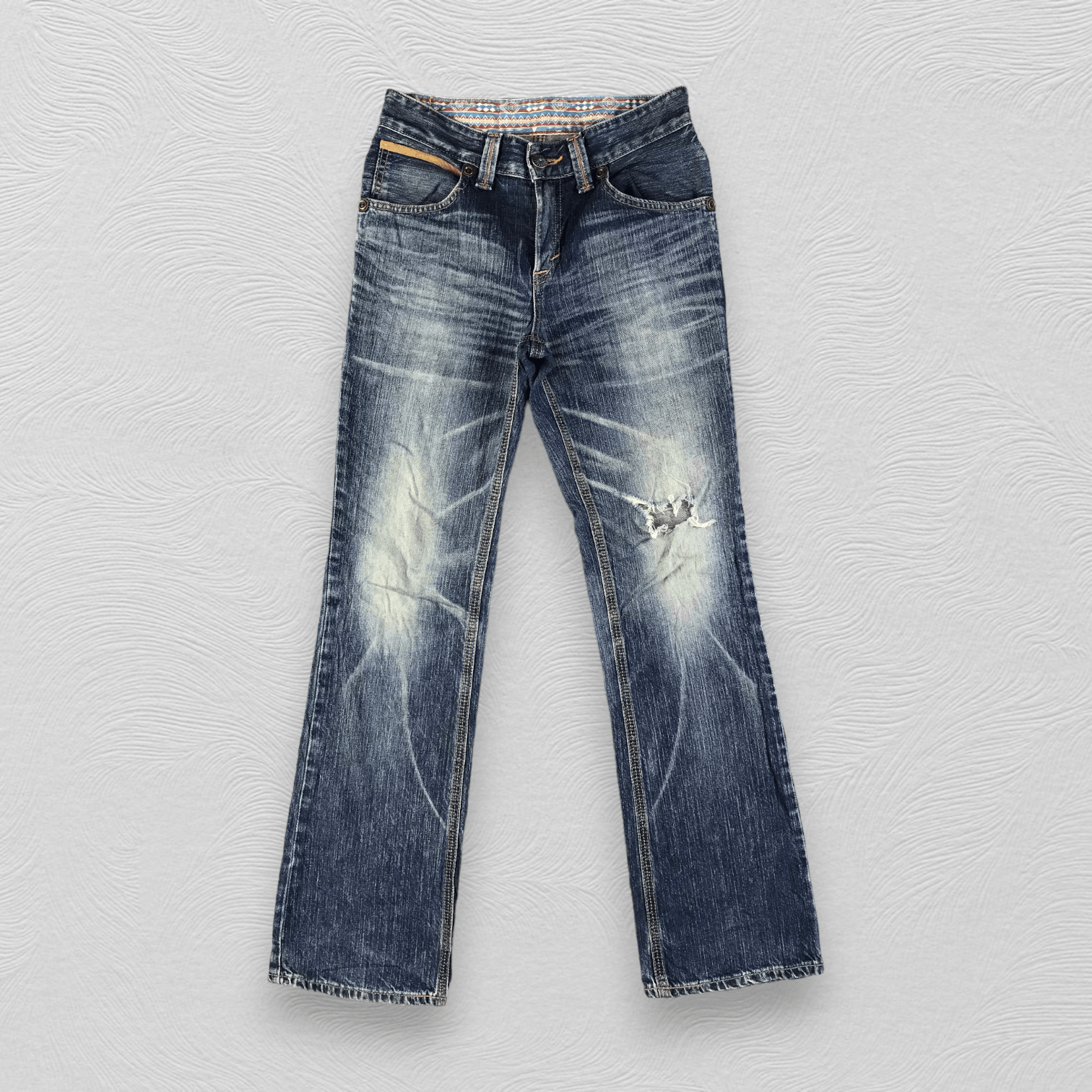 image of Edwin Xv Jeans Distressed Flare Denim Kj1710 in Blue, Men's (Size 28)