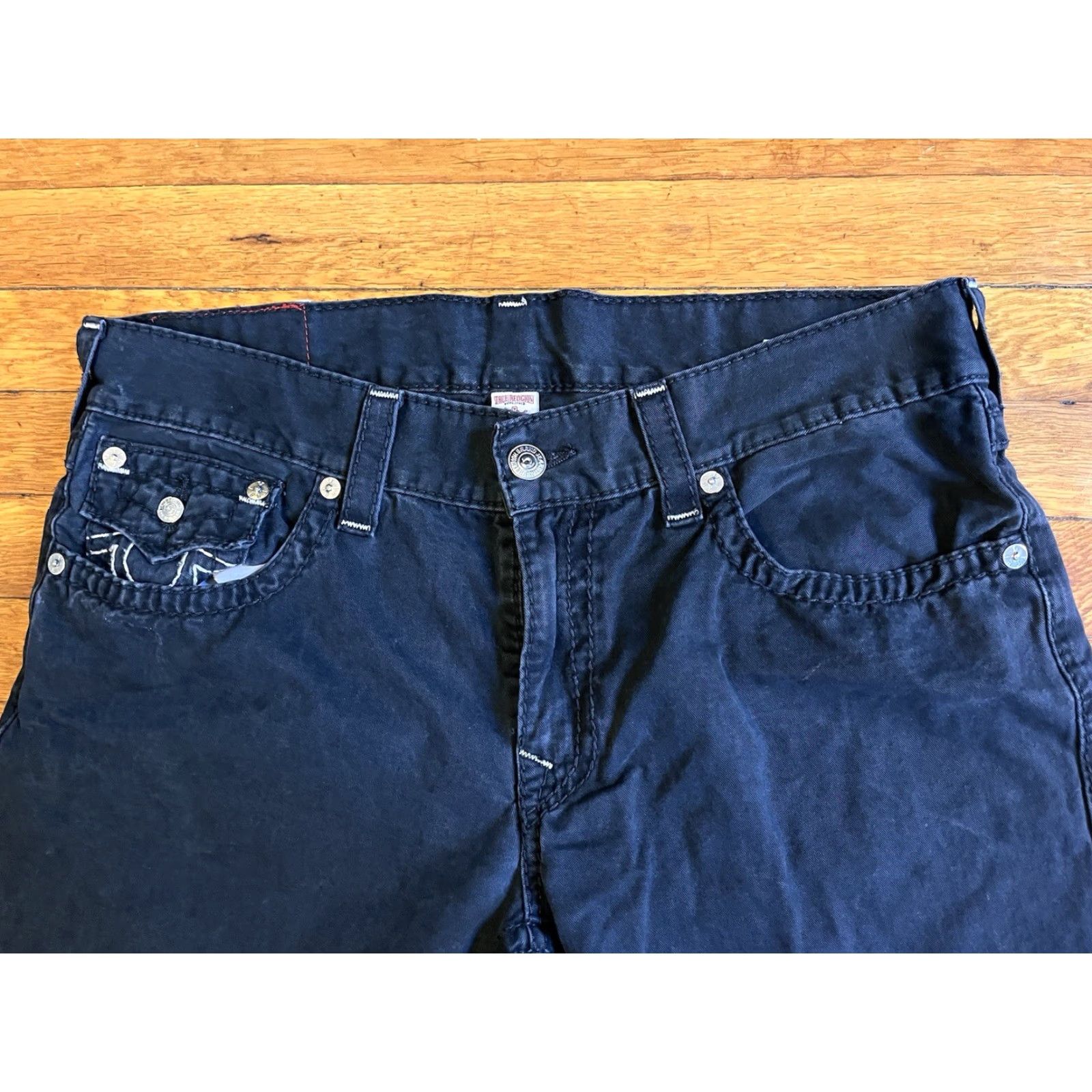 True Religion VINTAGE True Religion Jeans Big T Straight Flap Black 36 Men’s 36 Inseam 32 Denim Logo 5-Pocket USA Hipster Retro 90s Mens Size US 36 / EU 52 - 3 Thumbnail