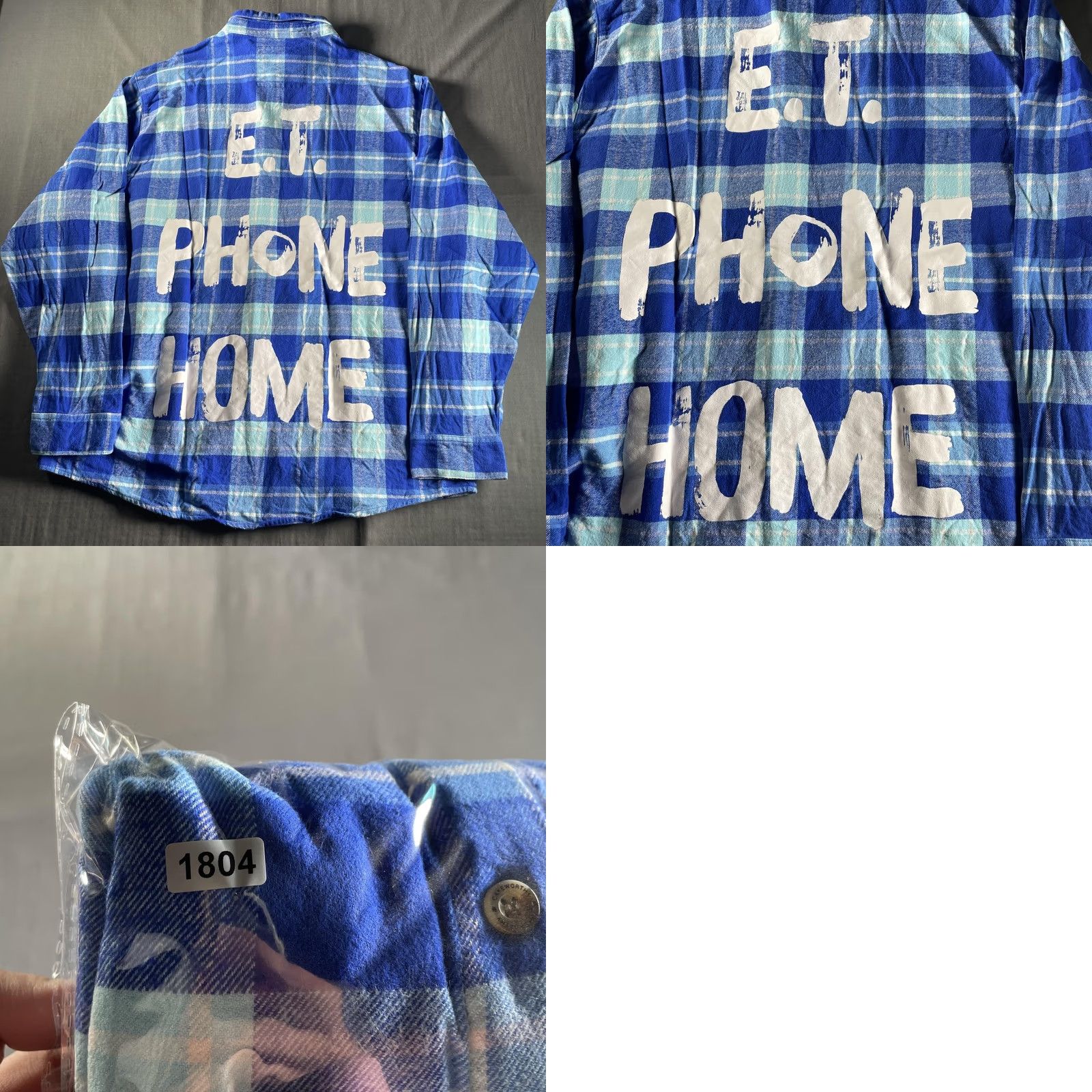 Vintage Cakeworthy E.T. Shirt Mens 2XL Blue Plaid Flannel Button Up Phone Home Graphic Embroidered Pocket Long Sleeve Vintage: No Size US XXL / EU 58 / 5 - 8 Thumbnail