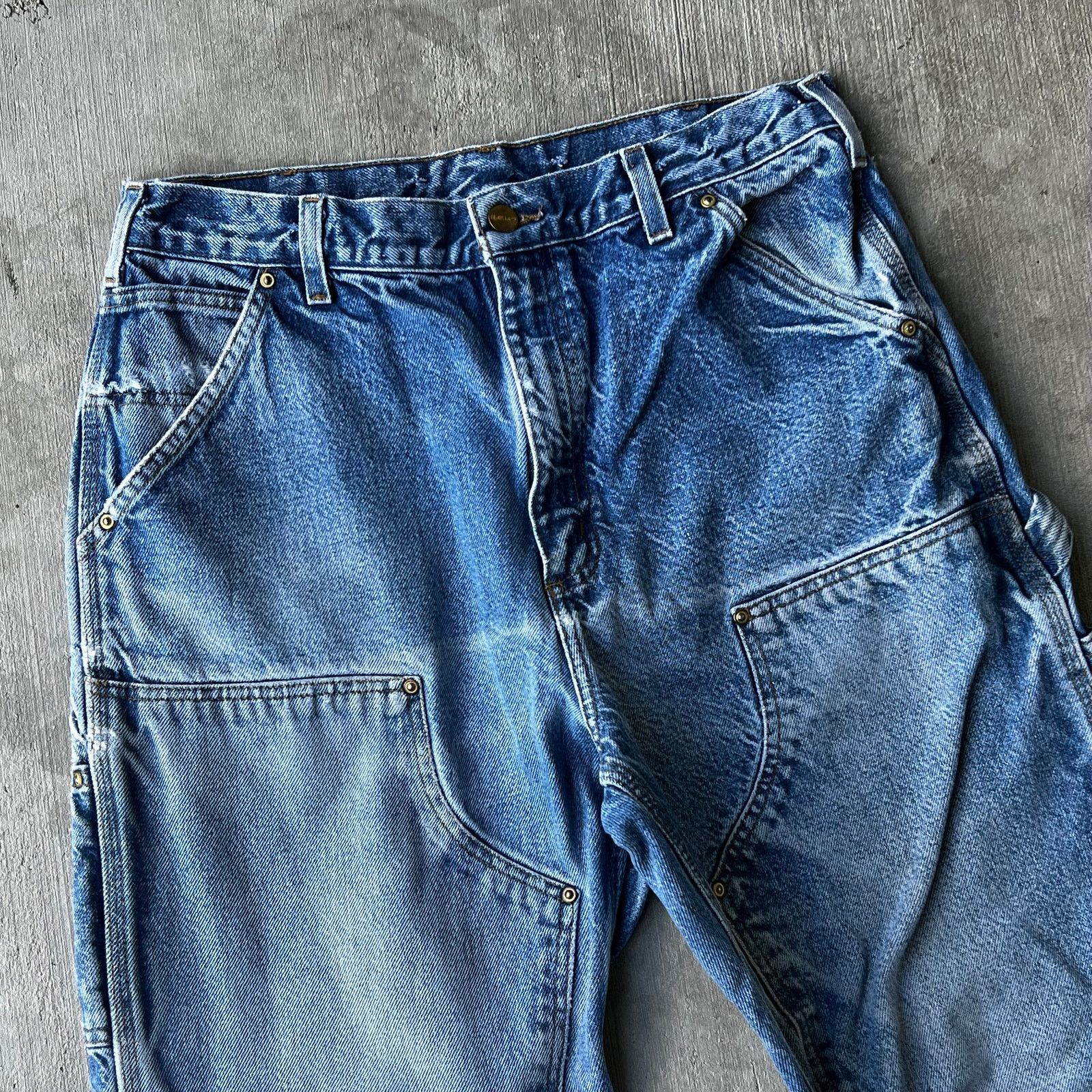 Carhartt × Vintage Carhartt faded blue denim double knee work carpenter pants Size US 31 - 8 Thumbnail