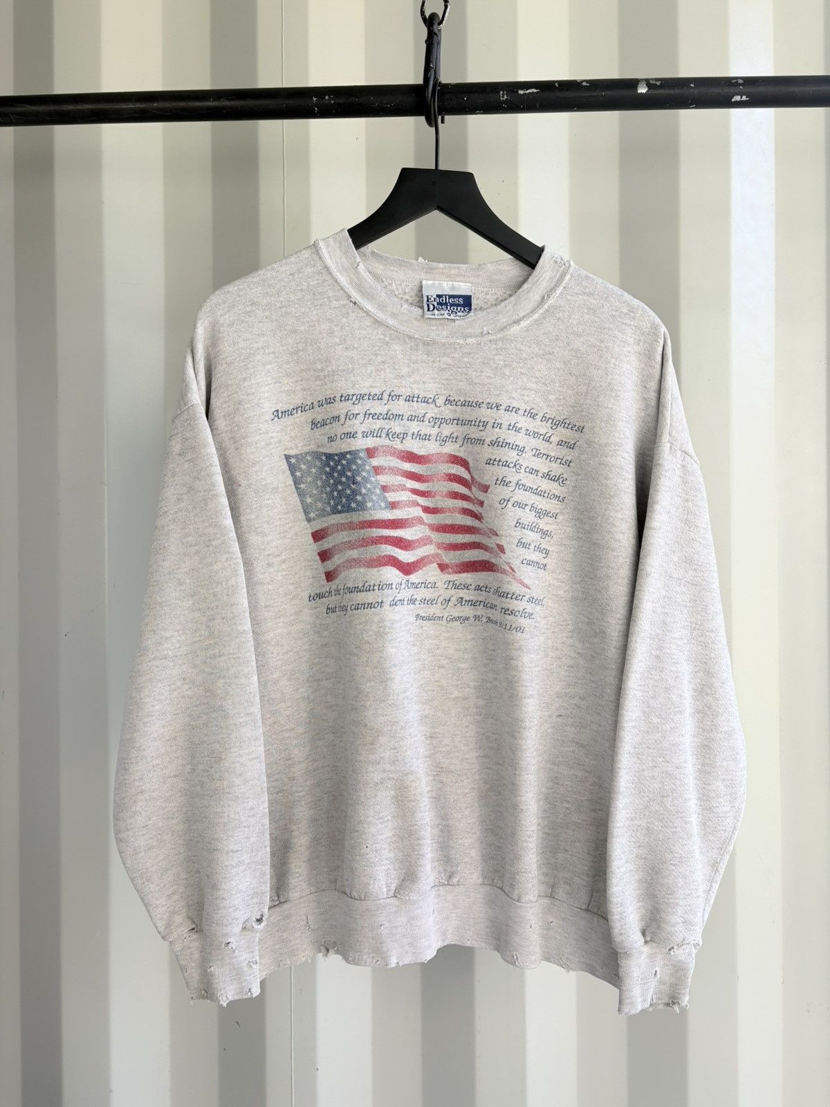 Thrashed America Faded Distressed Sweatshirt Grunge Band Box