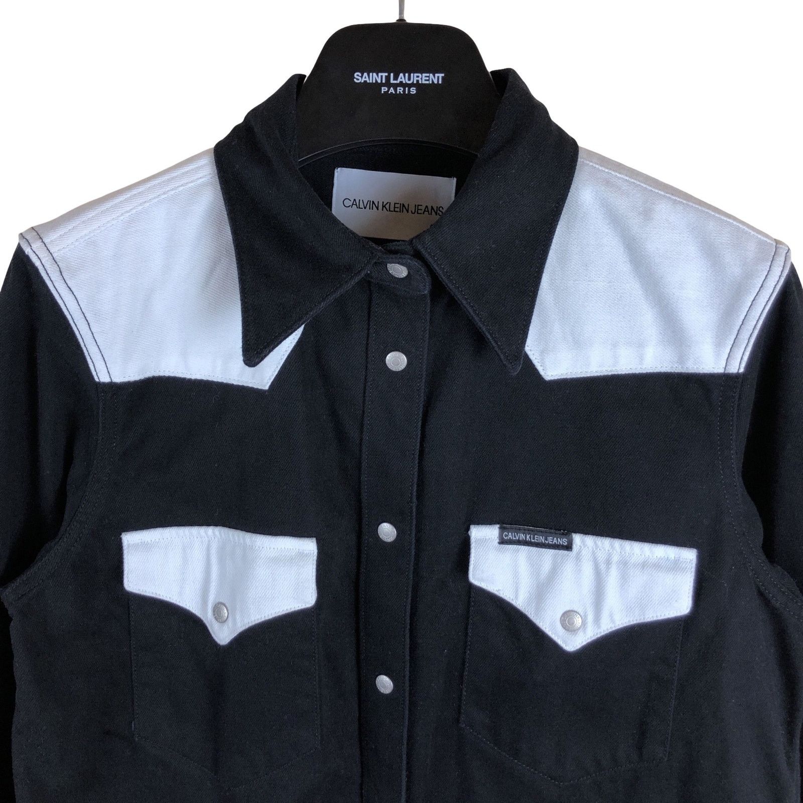 Calvin Klein × Raf Simons Raf Simons Era Calvin Klein Jeans Denim Shirt Black/White Size US M / EU 48-50 / 2 - 2 Thumbnail