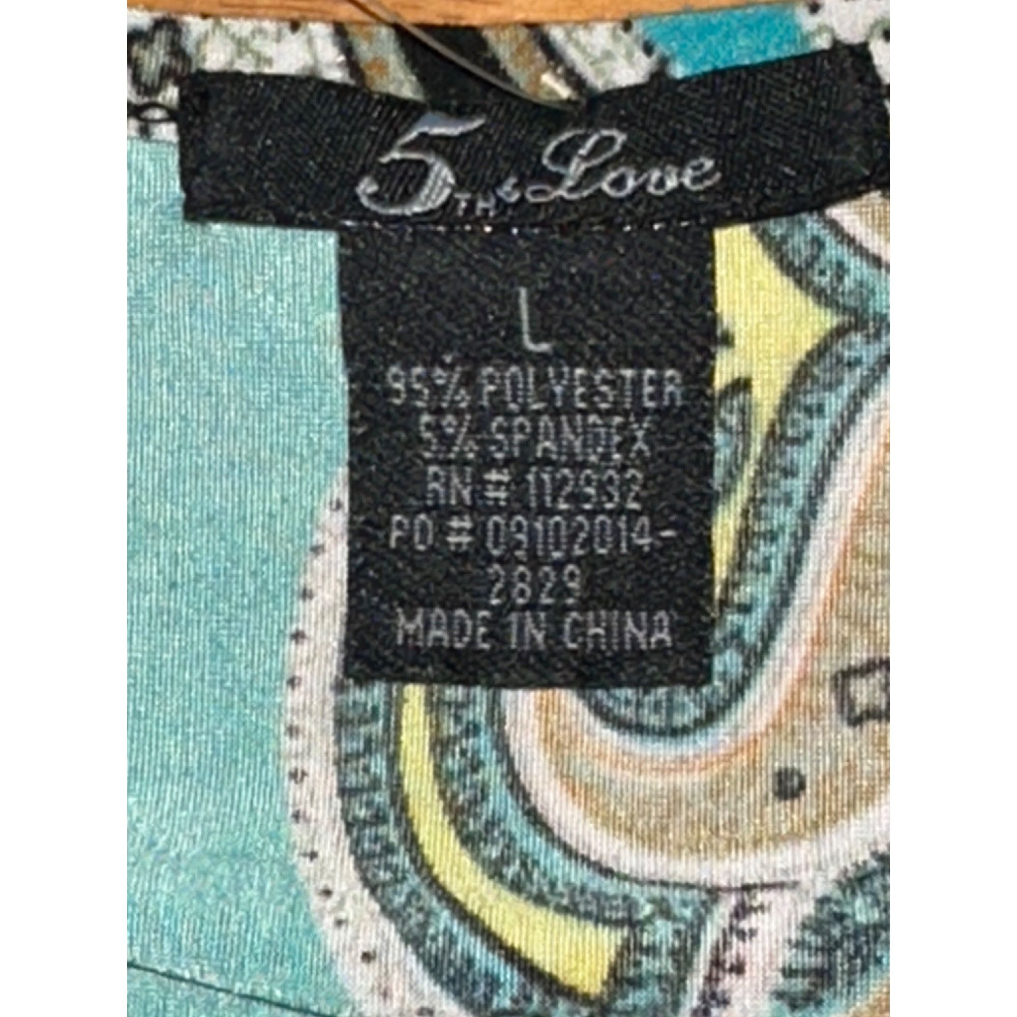 Other 5th Love Large Turquoise Lime Green Black Printed Boho Dress Size L / US 10 / IT 46 - 9 Thumbnail