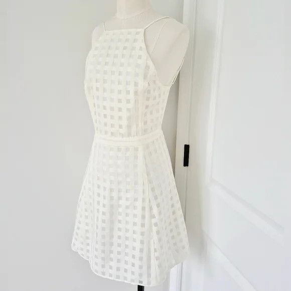 NBD Animosity Ivory Skater Dress Backless Gingham Halter Party Size M / US 6-8 / IT 42-44 - 3 Thumbnail