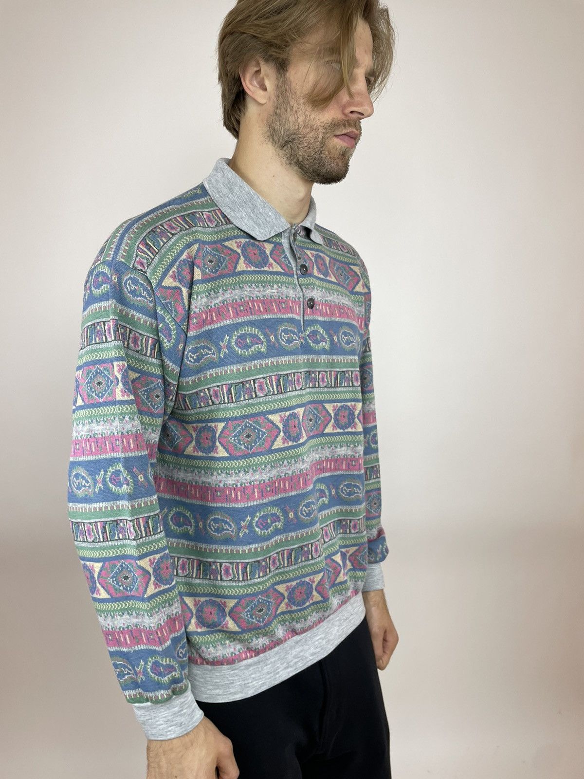 Japanese Brand × Vintage GREEN DUCK Vintage striped polo long sleeve Mens size XL Size US XL / EU 56 / 4 - 4 Thumbnail