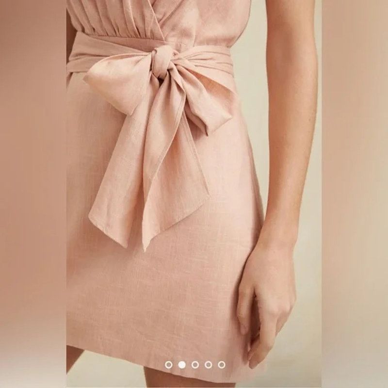 Anthropologie Sunday in Brooklyn Anthropologie Linen Wrap Mini Dress Size L / US 10 / IT 46 - 3 Thumbnail