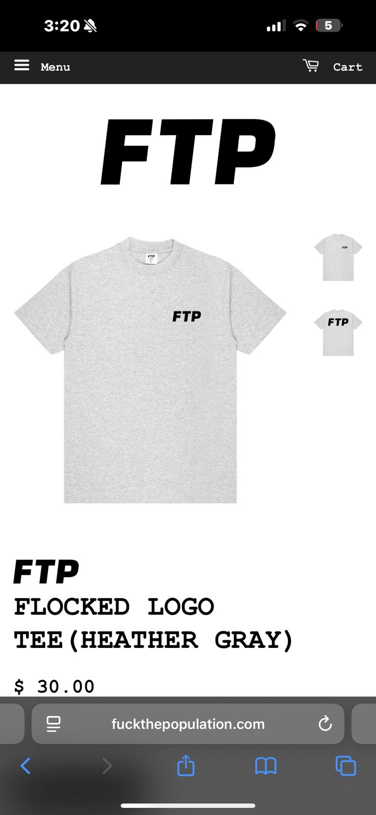 Fuck The Population FTP FLOCKED LOGO TEE (HEATHER GRAY) Size US M / EU 48-50 / 2 - 2 Thumbnail