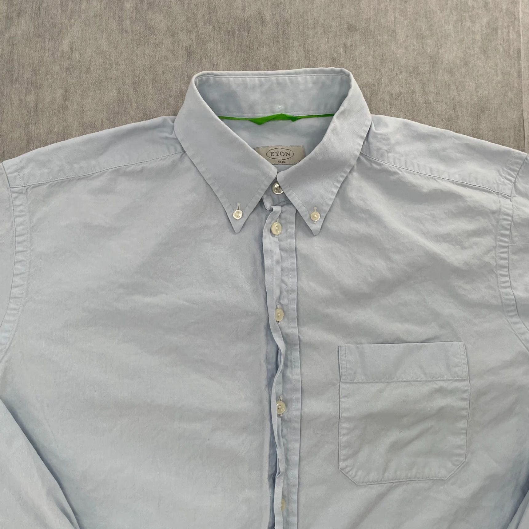 Eton Eton Shirt Adult Extra Large 17/43 Slim Blue Button Down Long Sleeve Mens XL Size US XL / EU 56 / 4 - 3 Thumbnail