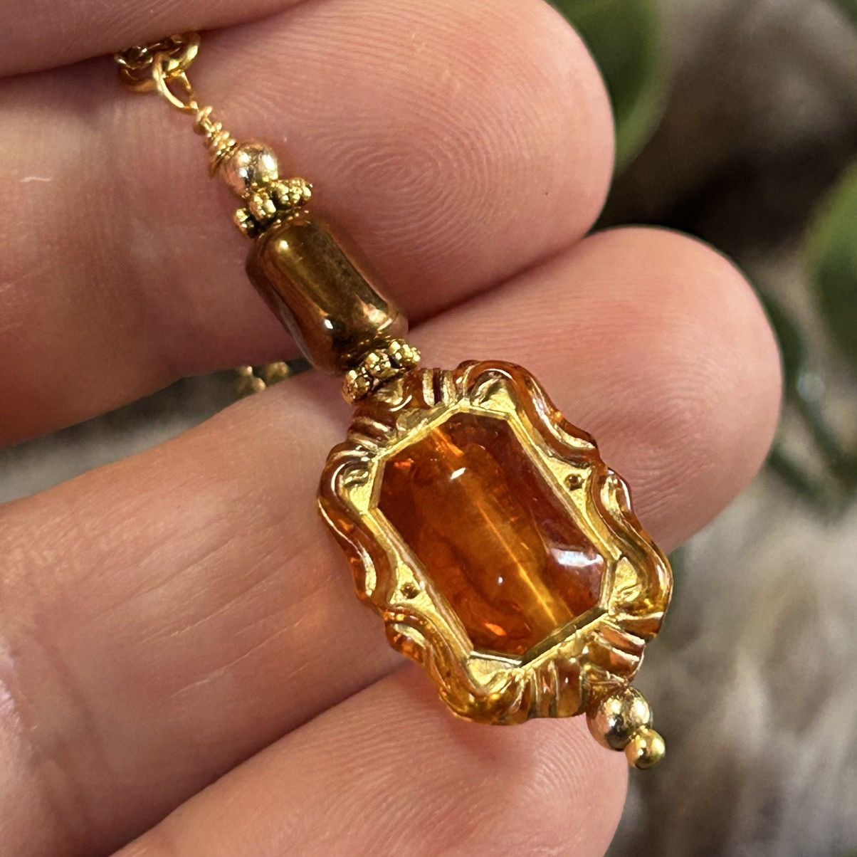 Handmade Handcrafted elegant glass beaded pendant on chain necklace Size ONE SIZE - 1 Thumbnail