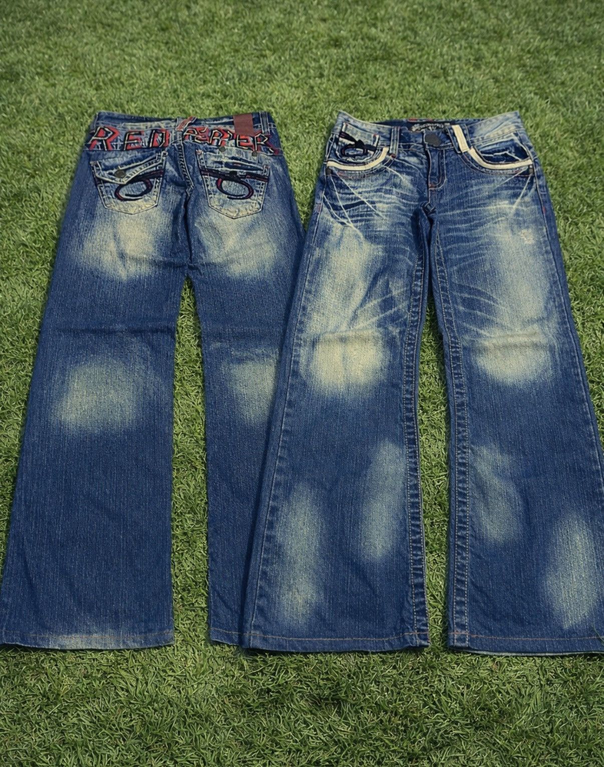 Other Red Pepper Flare Denim Washed Archive Wide Leg Jeans Size US 31 - 1 Thumbnail