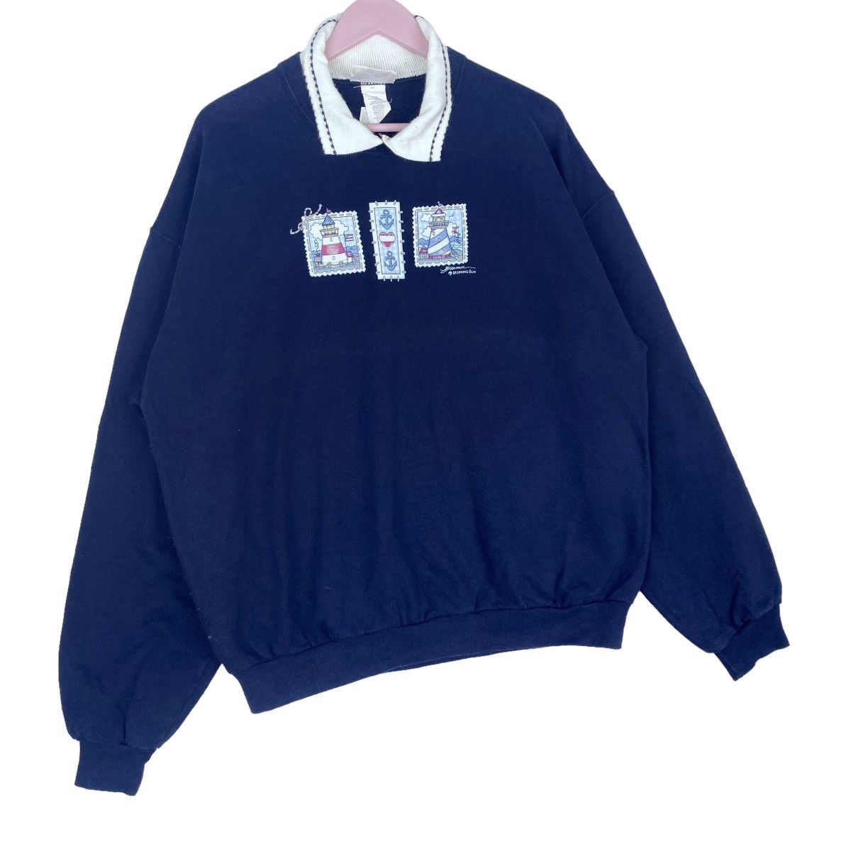 Designer × Vintage Morning Sun Sweatshirt Collar Crewneck Pullover Jumper Size US XL / EU 56 / 4 - 4 Thumbnail