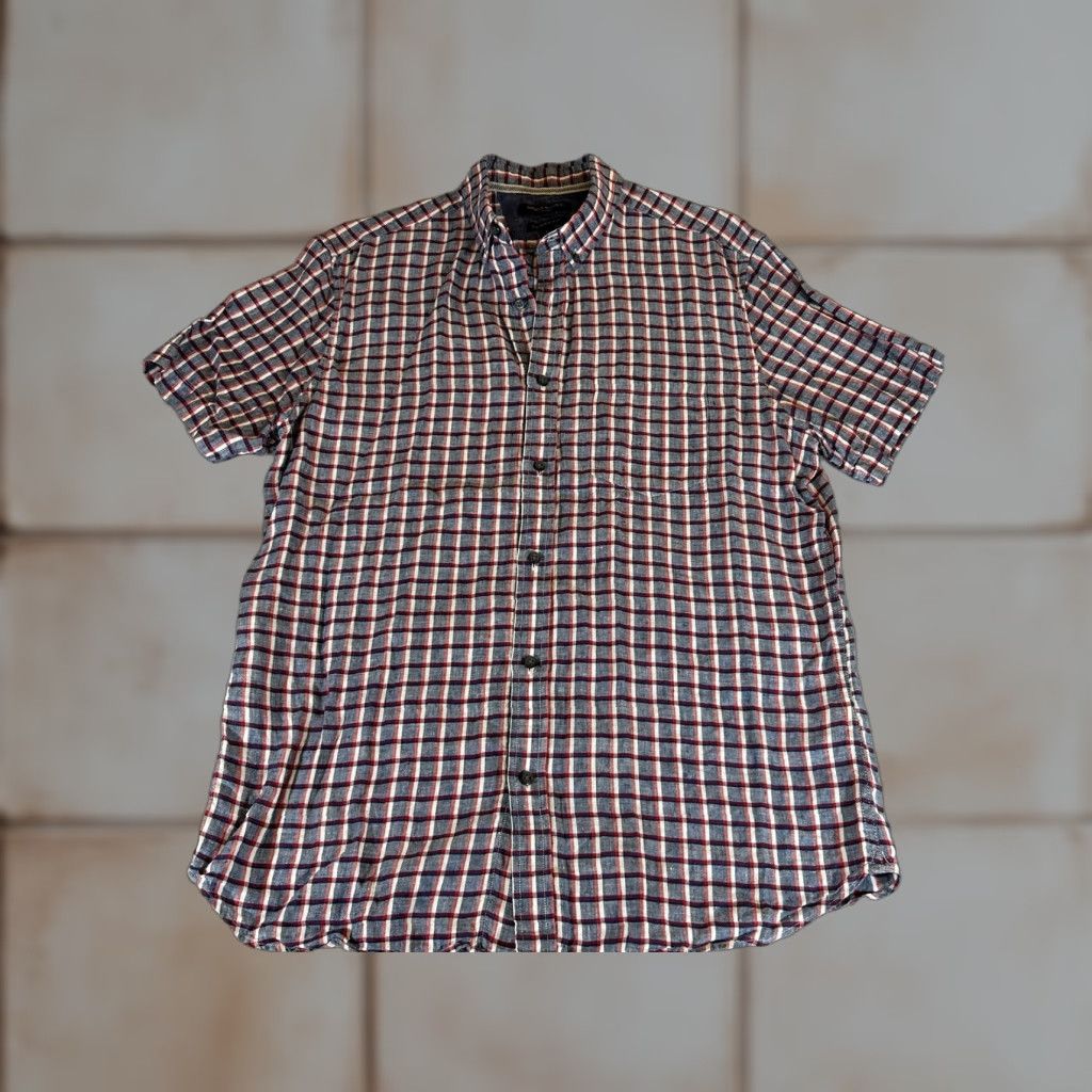 Banana Republic Banana Republic Shirt Mens Large Plaid Linen Short Sleeve Button Camp Camden Fit Size US L / EU 52-54 / 3 - 1 Thumbnail