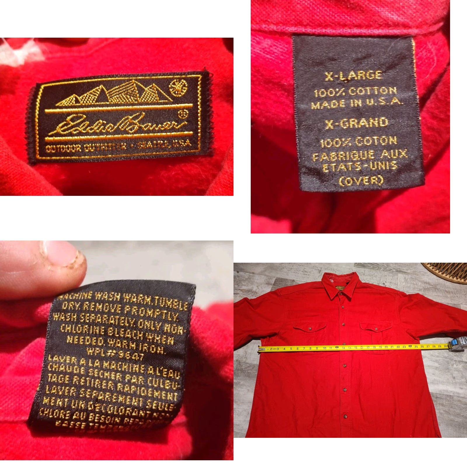 Eddie Bauer VINTAGE Eddie Bauer Men’s XL Button-Down Shirt Red 90s Flannel Casual Made in USA Size US XL / EU 56 / 4 - 8 Thumbnail