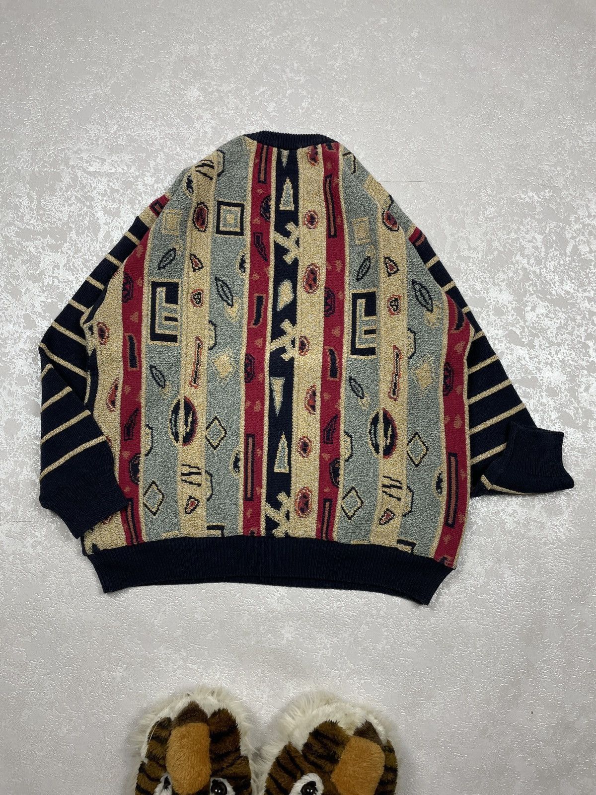 Coogi Vintage 90s 3D Coogi Style Coloured Cable Knit Sweater Size US L / EU 52-54 / 3 - 4 Thumbnail