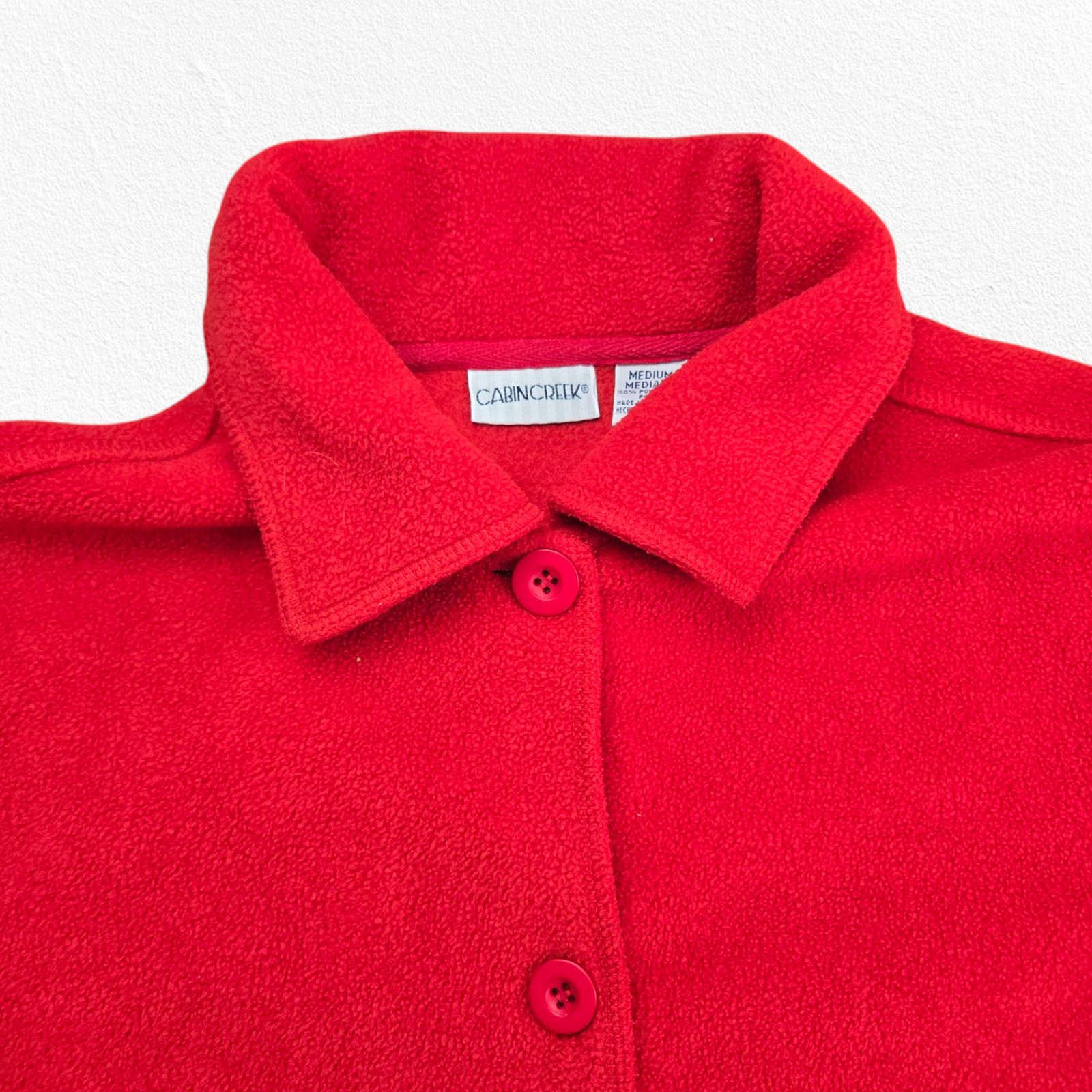Cabin Creek Y2K Cherry Red Button Down Fleece Jacket Size Medium Size M / US 6-8 / IT 42-44 - 3 Thumbnail