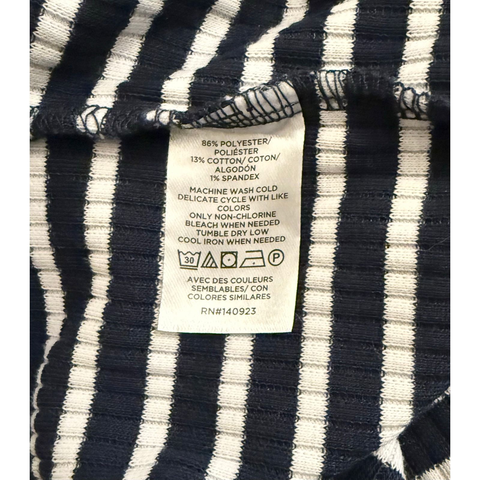 Loft EUC LOFT Women's Navy White Striped Collared Blouse Large Size L / US 10 / IT 46 - 6 Thumbnail