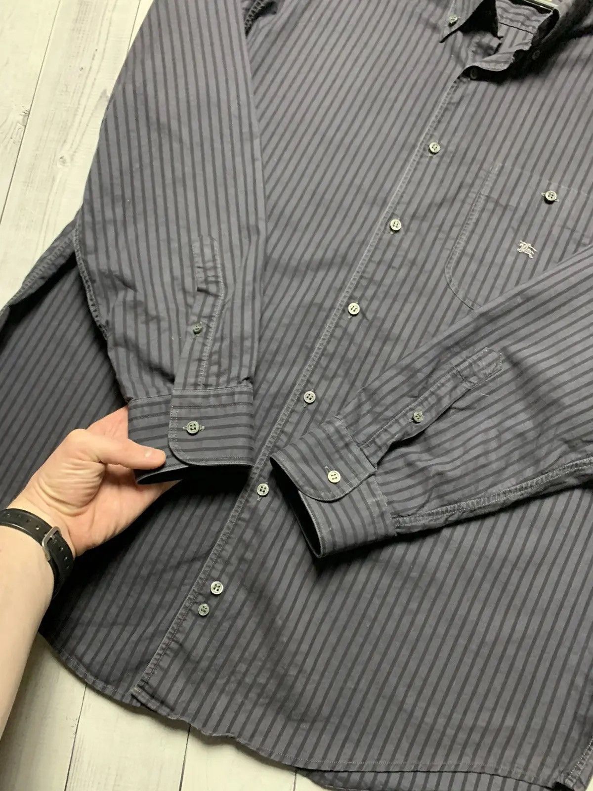 Burberry Vintage Burberry's shirt longsleeve striped rare logo XL Size US XL / EU 56 / 4 - 5 Thumbnail