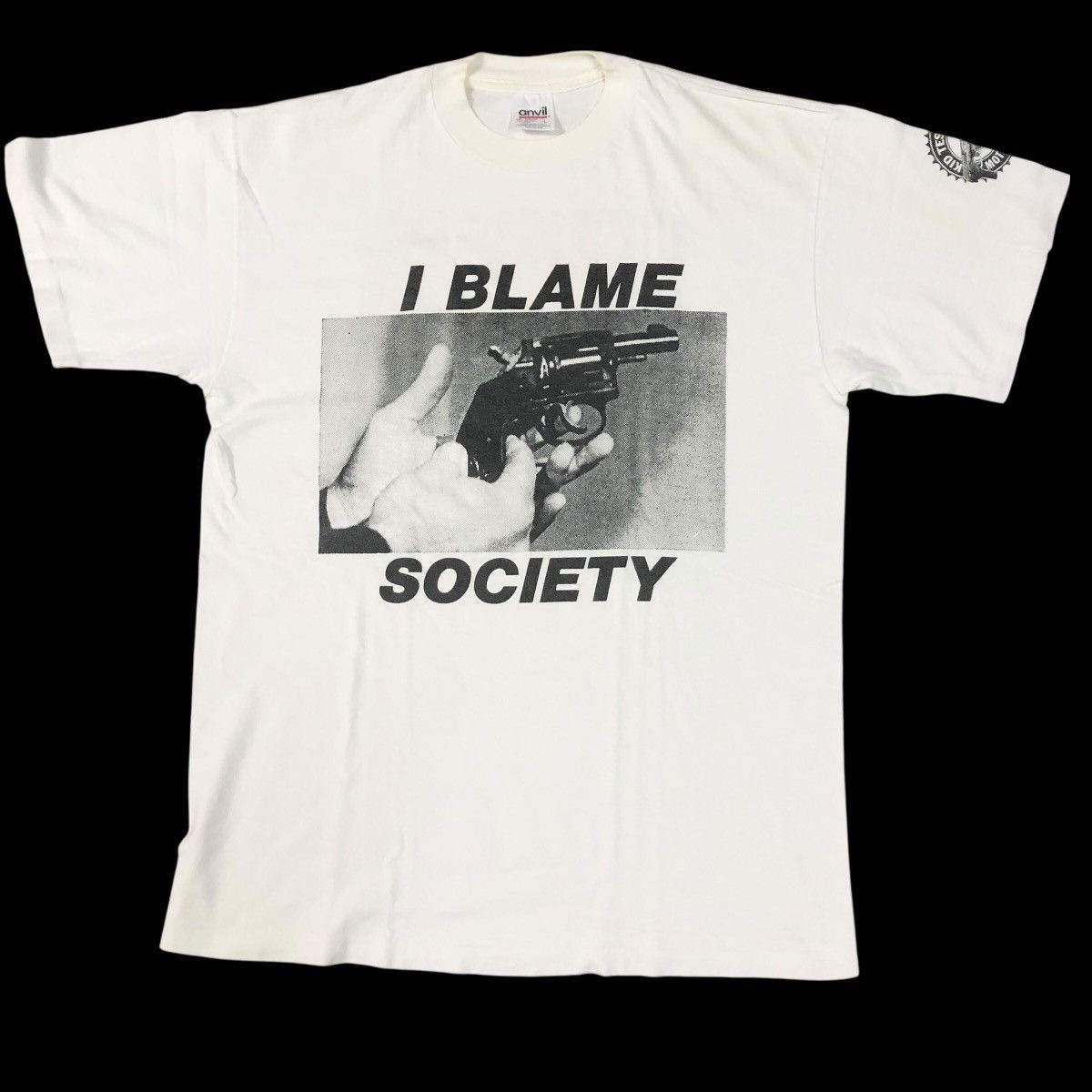 Vintage Vintage 90s Don Rock I Blame Society Terror Worldwide Shirt Size US L / EU 52-54 / 3 - 1 Thumbnail