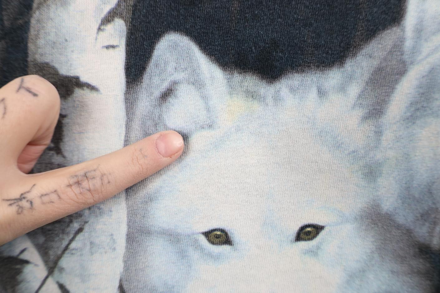 Vintage Vintage 90s Streetwear White Wolf Acid Wash T-Shirt Blue Size US XXL / EU 58 / 5 - 5 Thumbnail