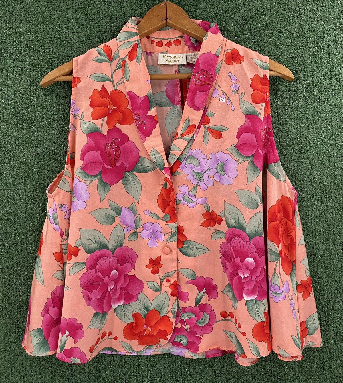 Victoria's Secret VTG 80s Victoria's Secret Floral Colorful Gold Label Top Size L / US 10 / IT 46 - 1 Thumbnail