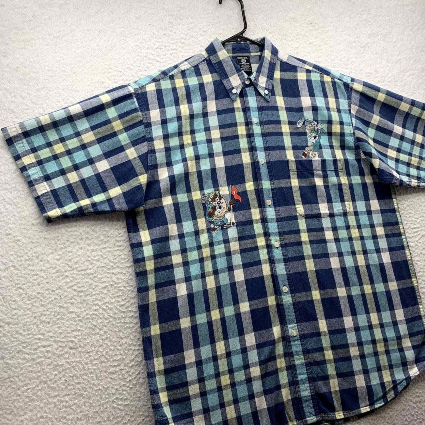 Vintage VINTAGE Warner Bros Shirt Mens Medium Blue Bugs Bunny Tasmanian Devil Golf Size US M / EU 48-50 / 2 - 5 Thumbnail
