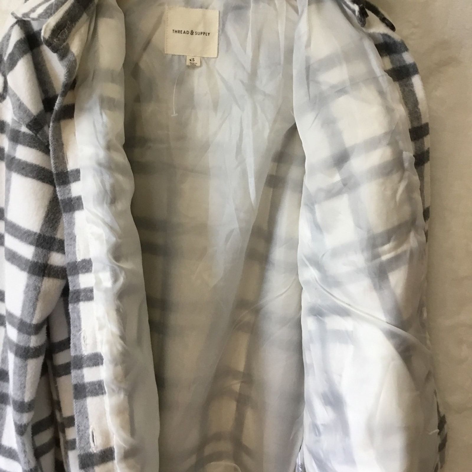 Other Thread & Supply Grey White Plaid Button Lined Jacket Size XS / US 0-2 / IT 36-38 - 6 Thumbnail
