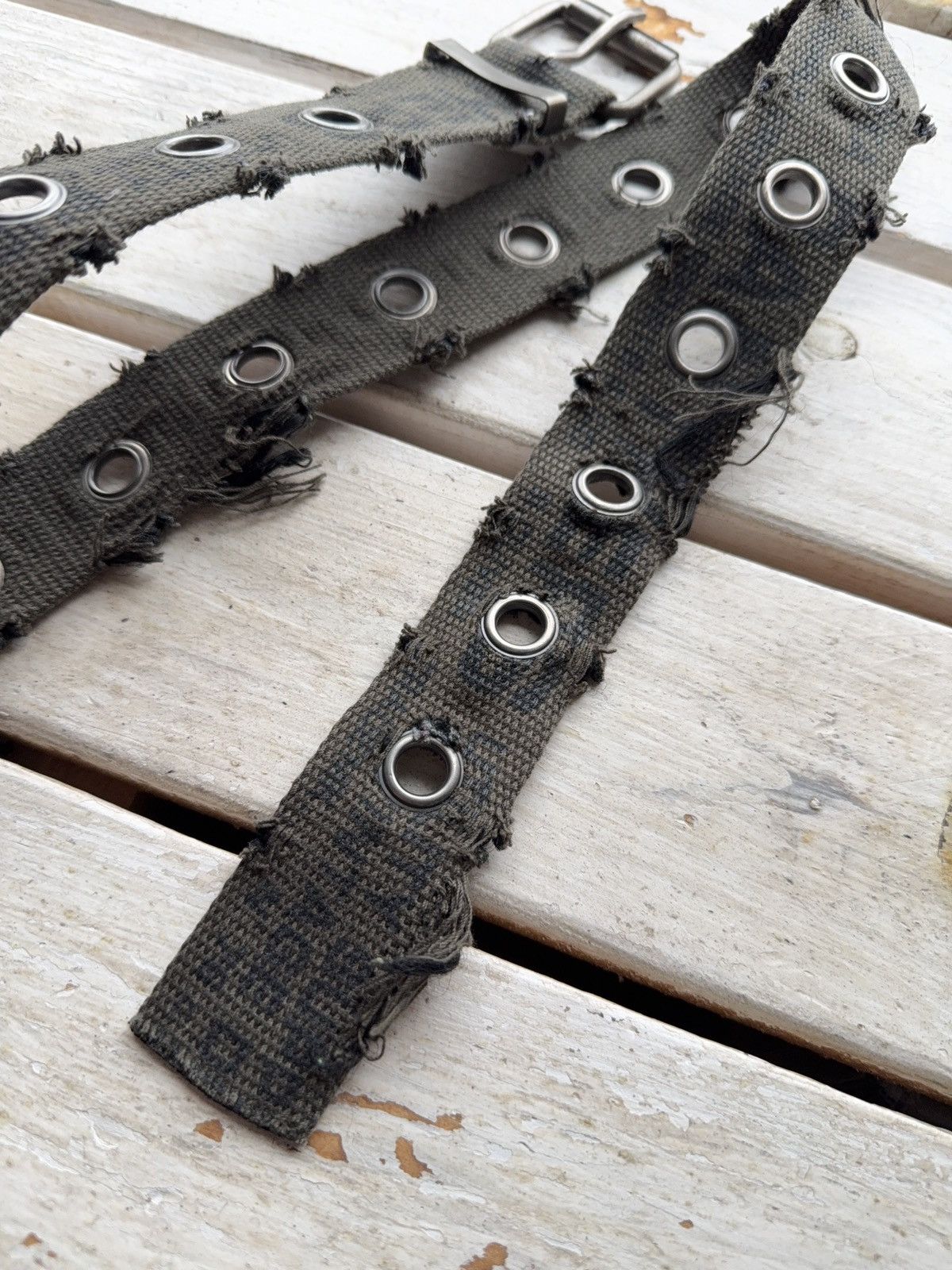 Japanese Brand Vintage Y2K 00s Punk Grunge Grommet Cotton Belt Distressed Size ONE SIZE - 10 Thumbnail