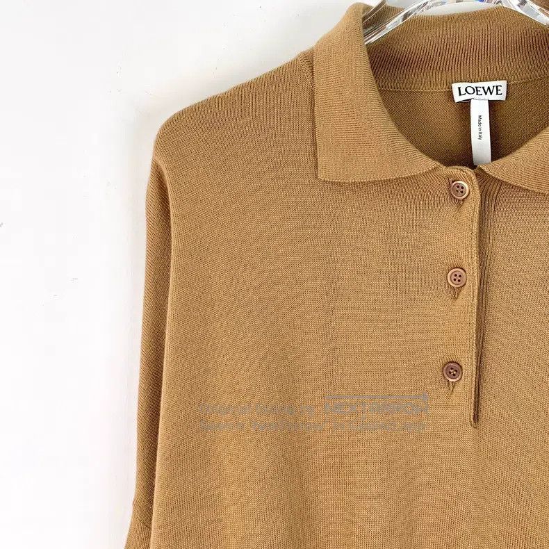 Loewe Loewe Brown logo embroidered wool collar single-breasted l Size XS / US 0-2 / IT 36-38 - 3 Thumbnail