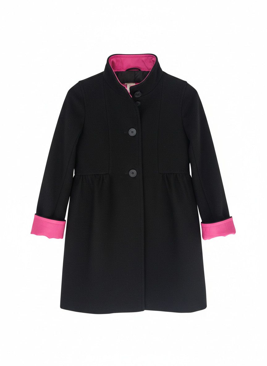 J.Crew BNWT Crewcuts by J.Crew Girls Black Coat w/ Pink Lin Size XXS / US 00 / IT 34 - 1 Thumbnail