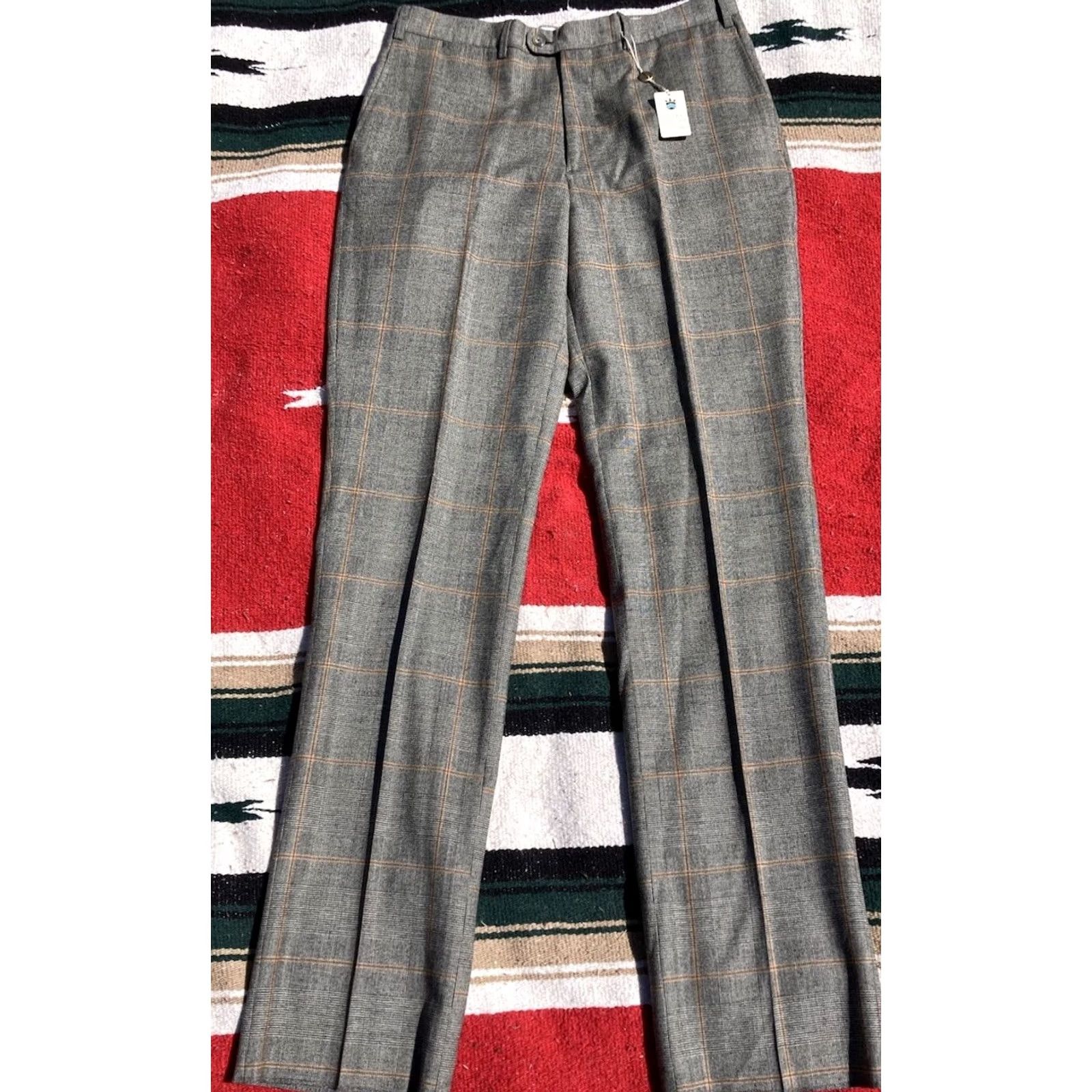 Peter Millar NWT Peter Millar Dress Pants Mens 32 Wool Cashmere Plaid Unhemmed Made In Italy Pants Brown Straight Front Mens Regular Size US 32 / EU 48 - 2 Thumbnail