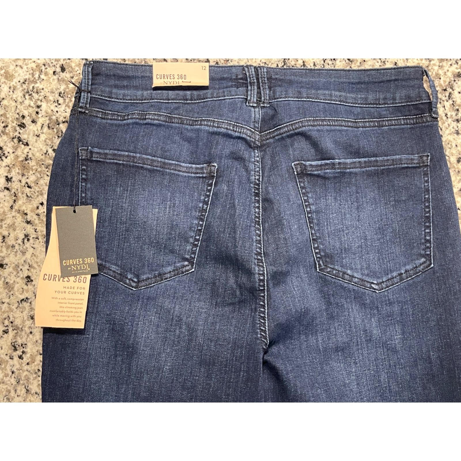 NYDJ VINTAGE NYDJ Curve Shaper Marilyn Straight Jeans Underground 12 33x31 Blue Womens Jeans Size 34" / US 12 / IT 48 - 6 Thumbnail