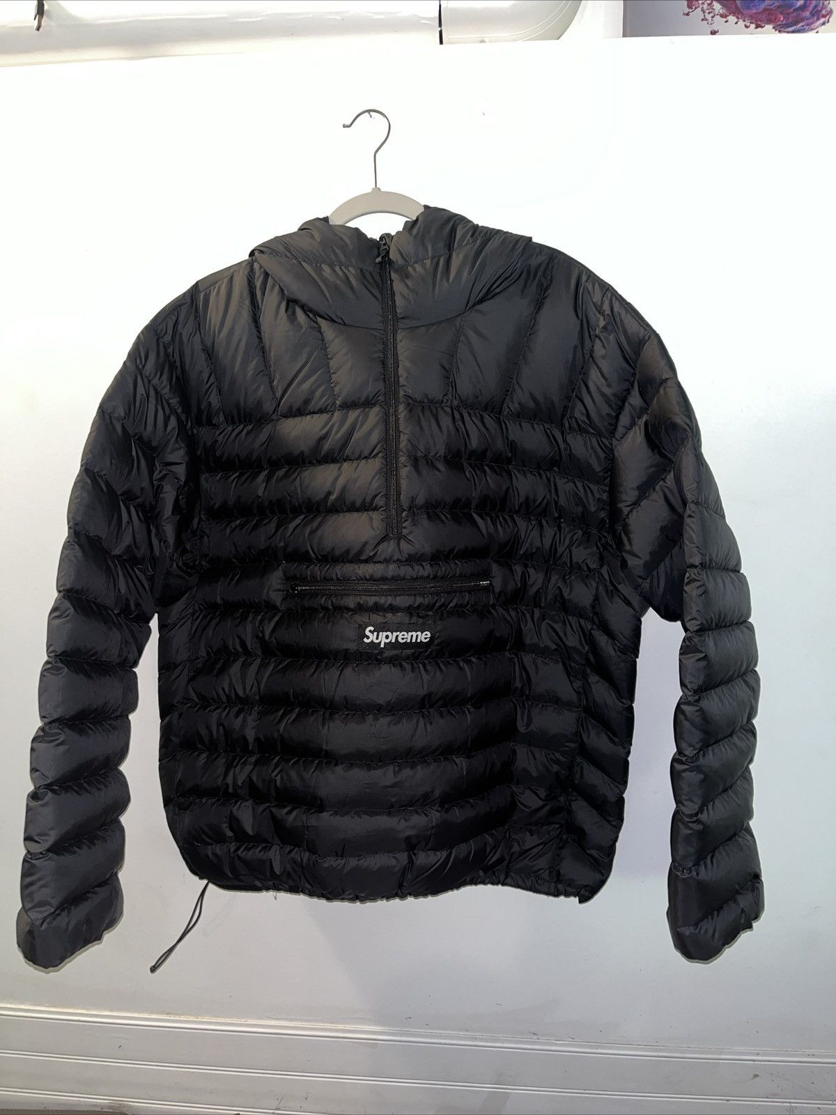 image of Supreme Half-Zip Micro Down Puffer in Black, Men's (Size XL)