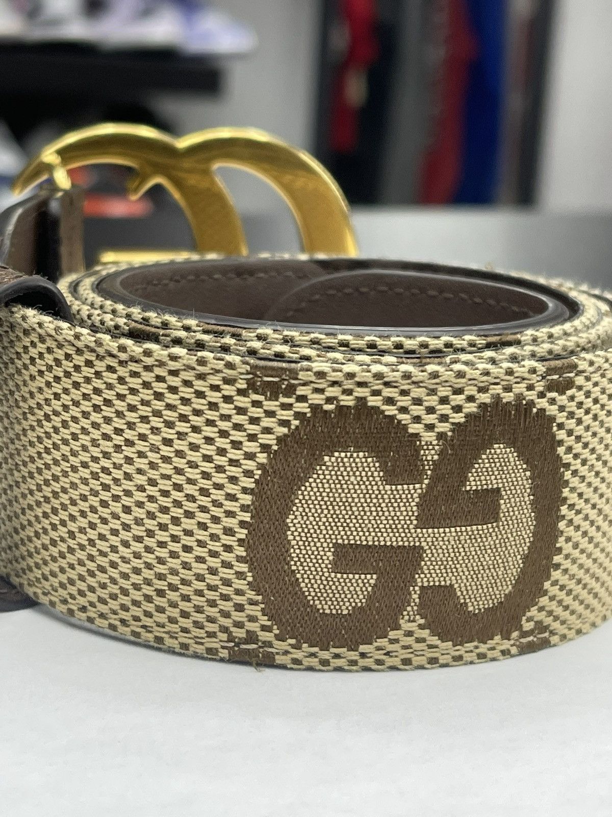 Gucci Size 36/90 - Gucci Monogram GG Textured Calfskin Double G Size 36 - 3 Thumbnail