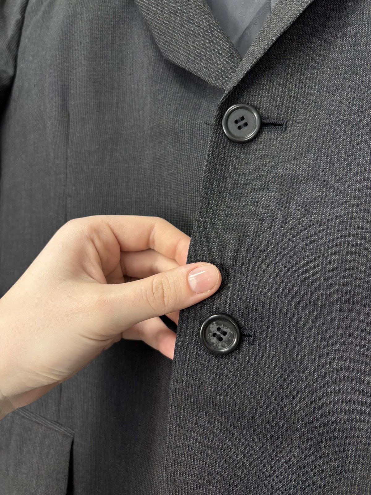 Japanese Brand Tapstory Japan Men’s Dark Gray Wool Blend Blazer Jacket Size 44R - 7 Thumbnail
