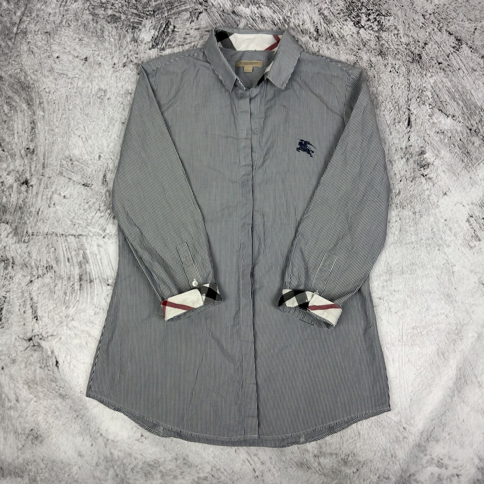 Burberry Burberry Brit Women's Black White Striped Button-Up Shirt S Size S / US 4 / IT 40 - 2 Thumbnail