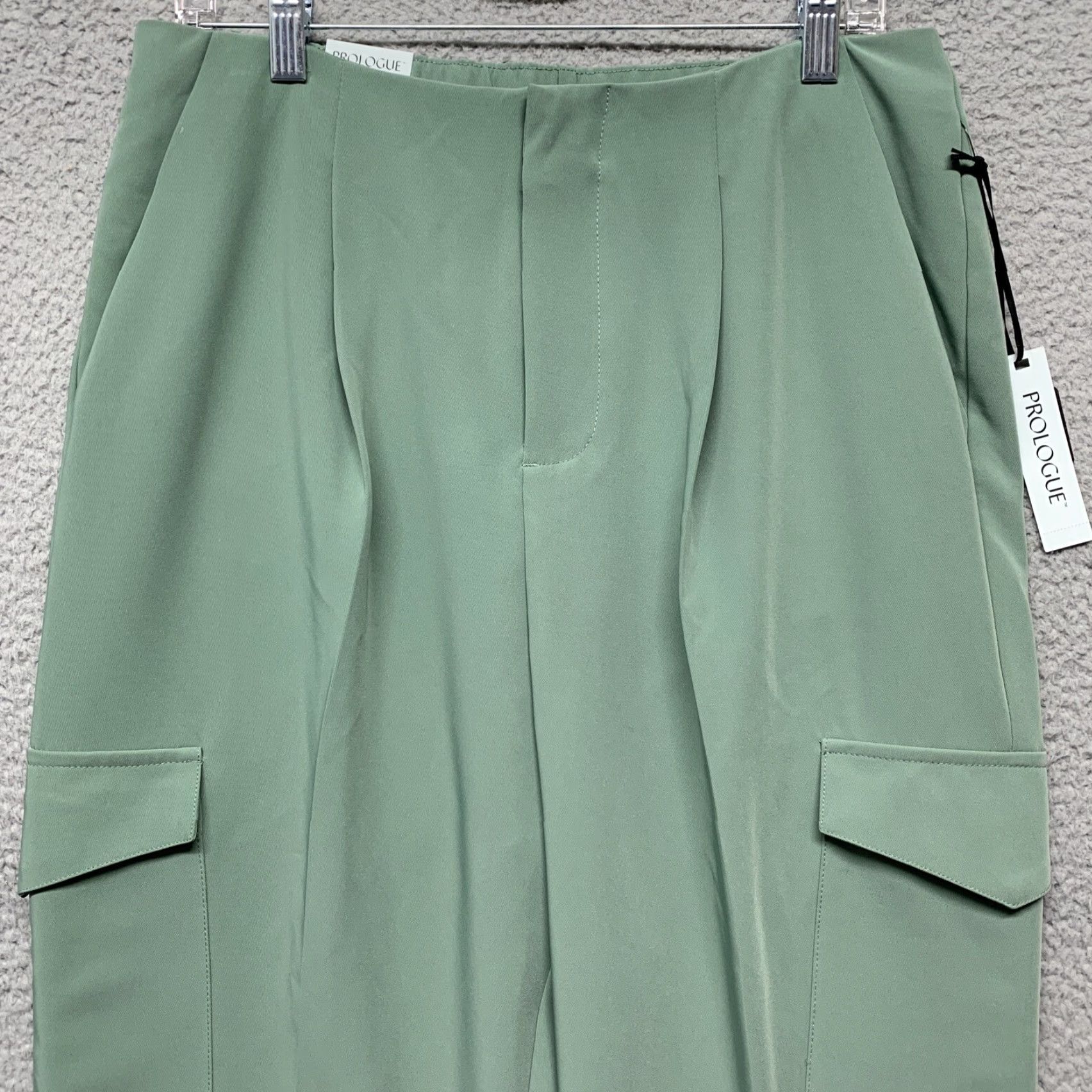 Vintage Prologue Cargo Dress Pants Women's 12 Green 32x25 High Rise Relaxed Fit Tapered Waist 32 Inseam Pants Size 34" / US 12 / IT 48 - 2 Thumbnail