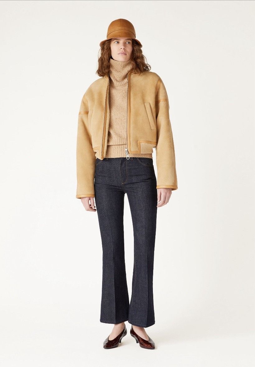 Loro Piana o1srvl11e0126 FAO5371 Velour Shearling Bomber Jacket Beige Size XS / US 0-2 / IT 36-38 - 5 Thumbnail