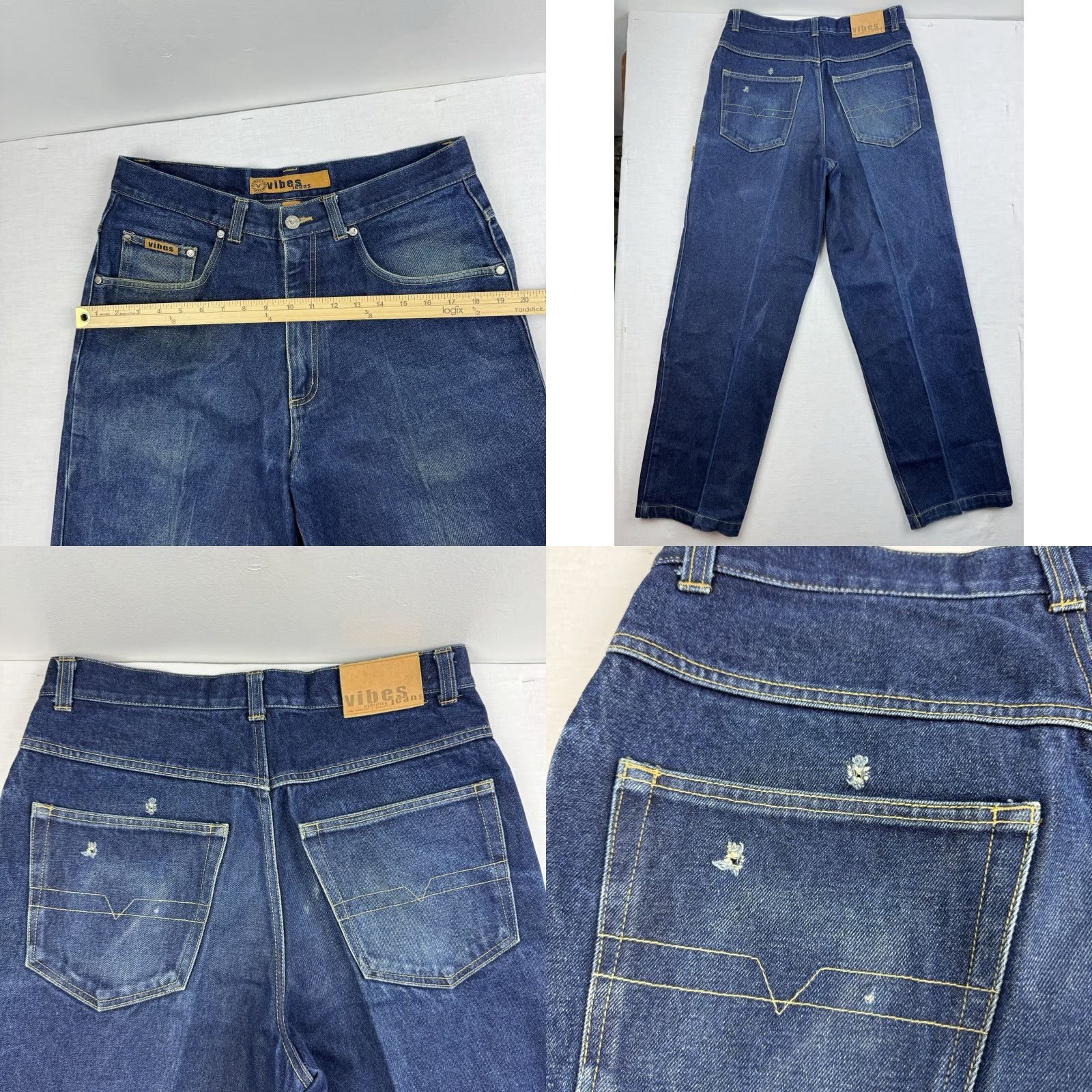 VIBE VINTAGE Vibes Jeans Mens 34x32 Denim Wide-Leg Baggy Relaxed 90s Punk Hip Hop Grunge Blue 1960s-90s Mens Size US 34 / EU 50 - 8 Thumbnail