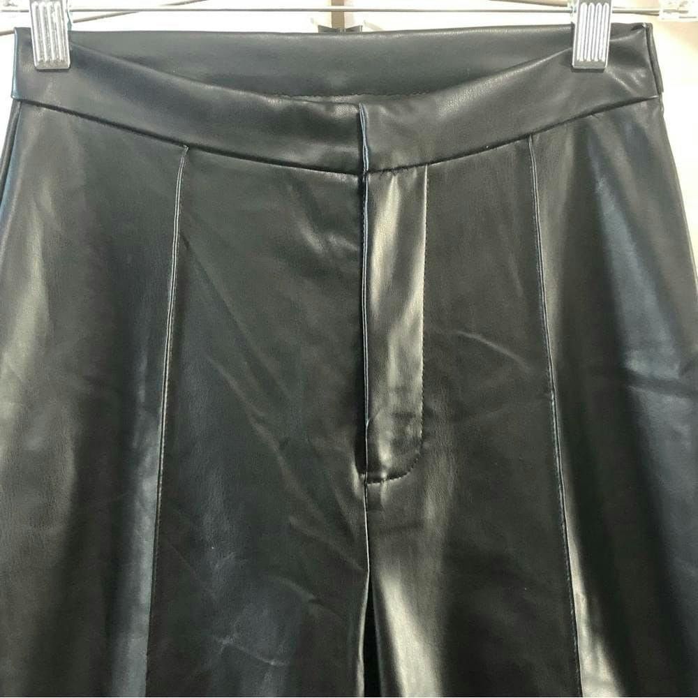 Shein Shein high rise retro black leather bell bottom pants sz 4 Size 27" / US 4 / IT 40 - 3 Thumbnail