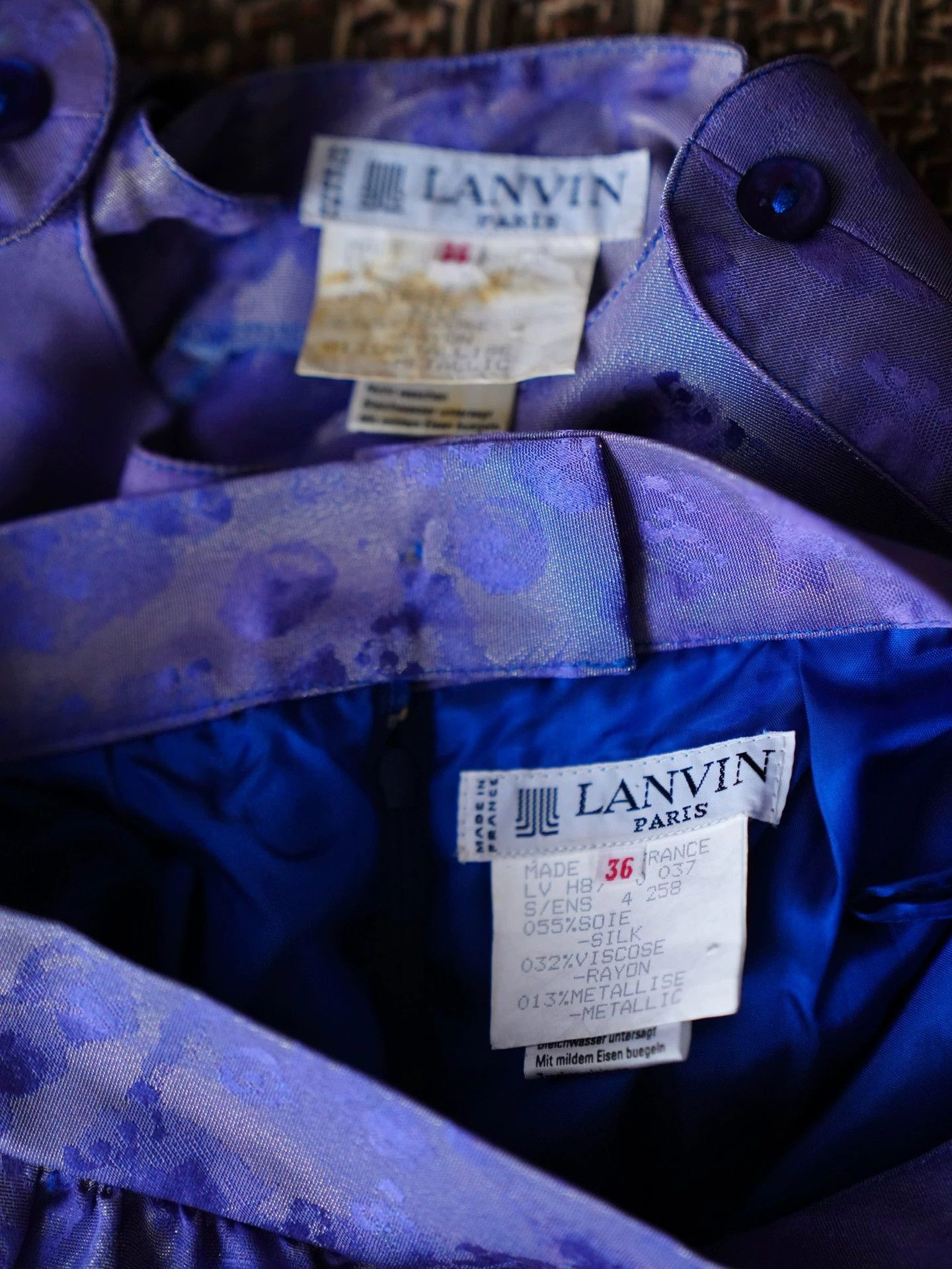 Lanvin Lanvin 1987 Fall/Winter Metallic Purple Brocade Set FR36 S Size XS / US 0-2 / IT 36-38 - 8 Thumbnail