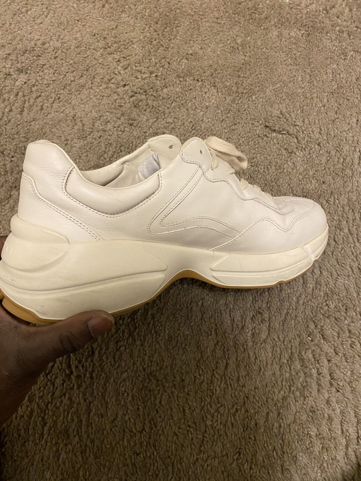 Gucci Gucci Men's White Leather Rhyton Sneaker Size US 10.5 / EU 43-44 - 4 Thumbnail