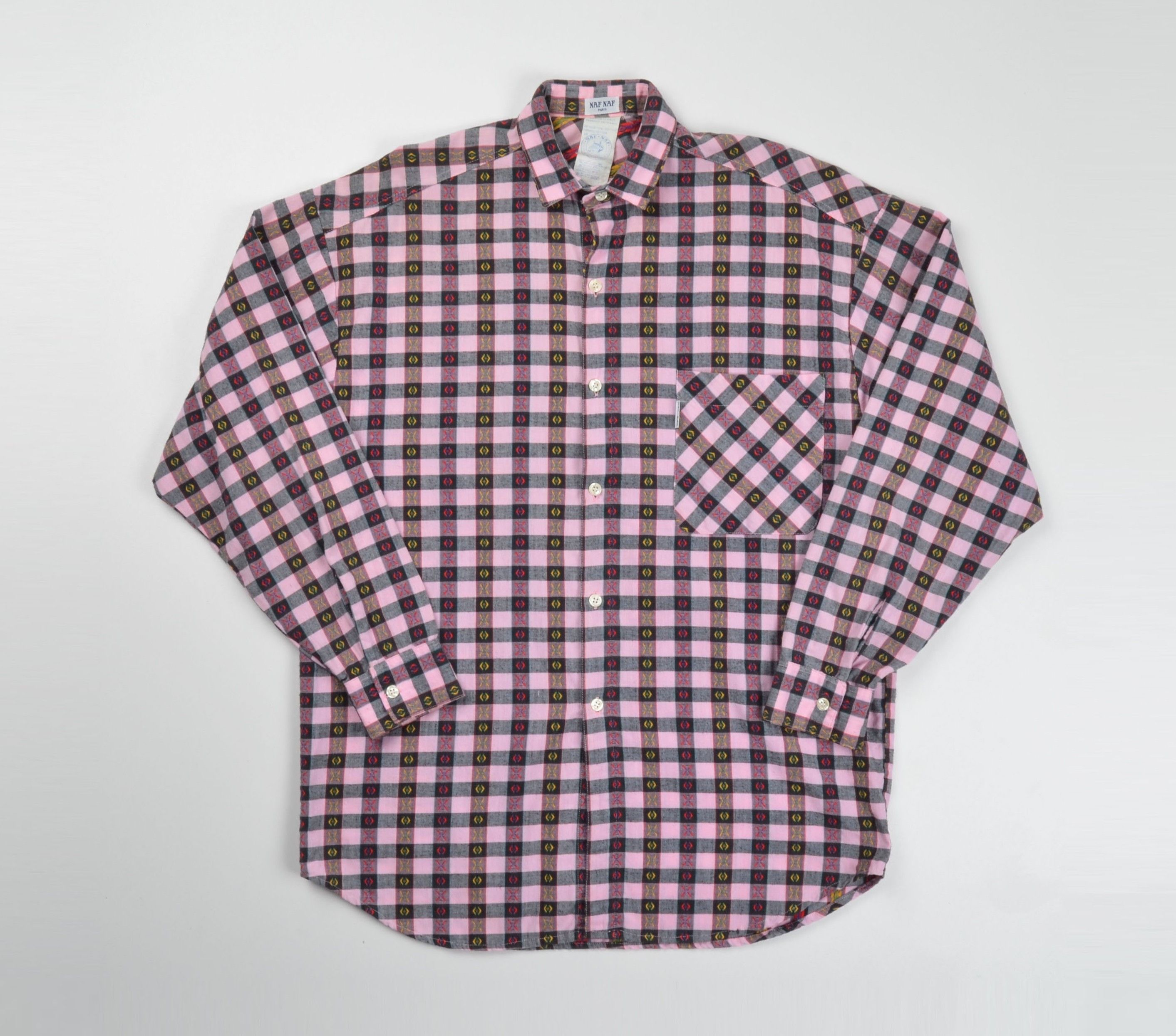 Vintage Vintage Naf Naf Paris 90's Checkered Long Sleeve Shirt Size US L / EU 52-54 / 3 - 1 Thumbnail