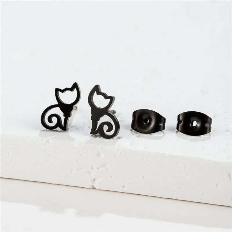 Jewelry Cute Cat Mini Stud Earrings Charm Earring Gift Size ONE SIZE - 1 Preview