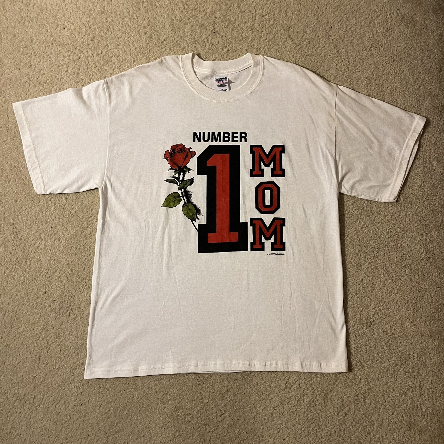 Gildan VTG 90s Number One Mom Poem Rose Mothers' Day Tee Size XL / US 12-14 / IT 48-50 - 1 Thumbnail